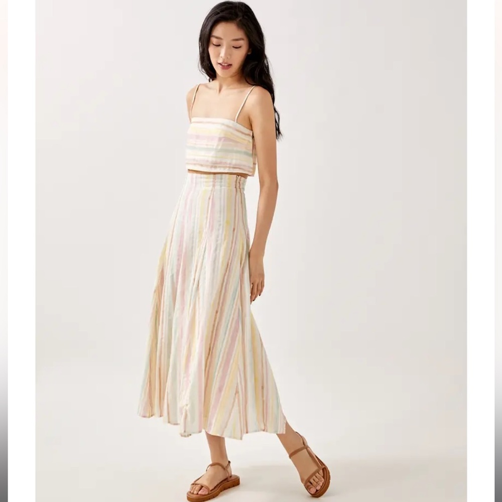 Khloe Textured Striped Maxi Skirt and Top Set